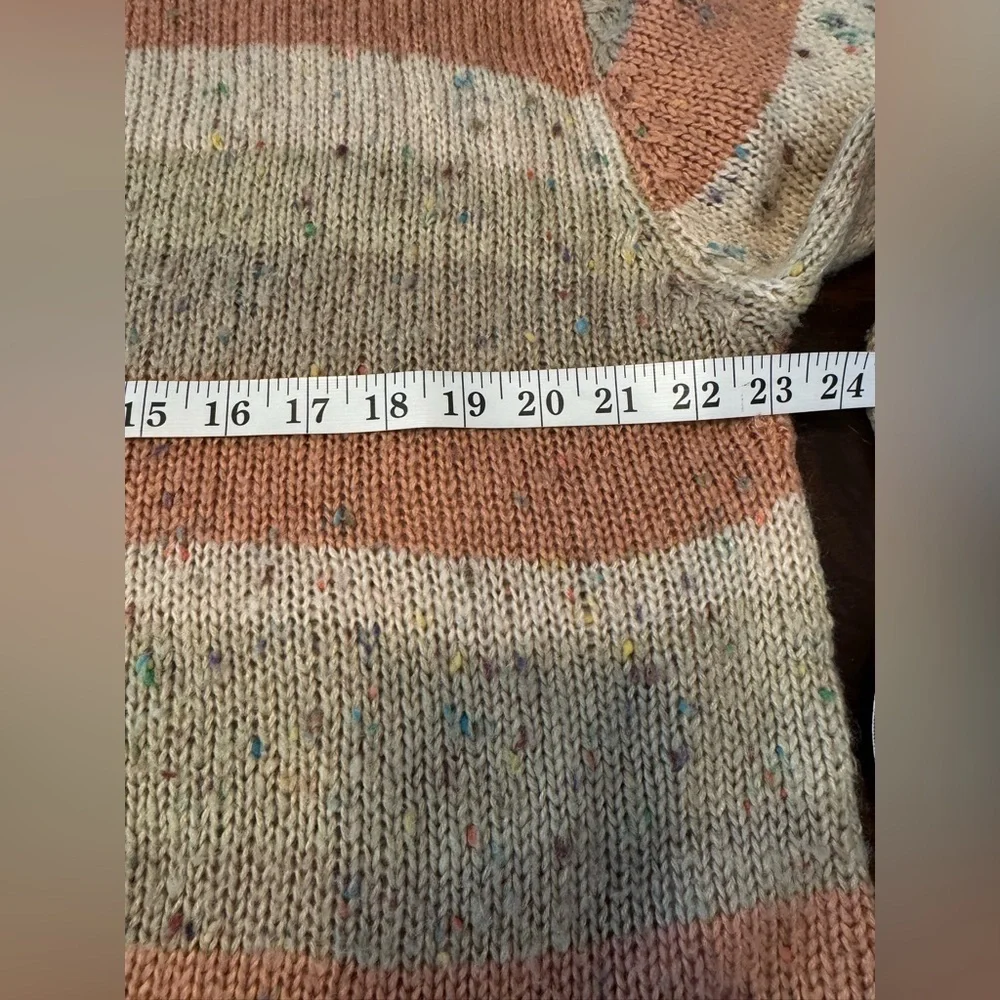 John + Jenn Confetti Stripe Lucien Long Sleeve Speckled Tan Sweater Sz S
